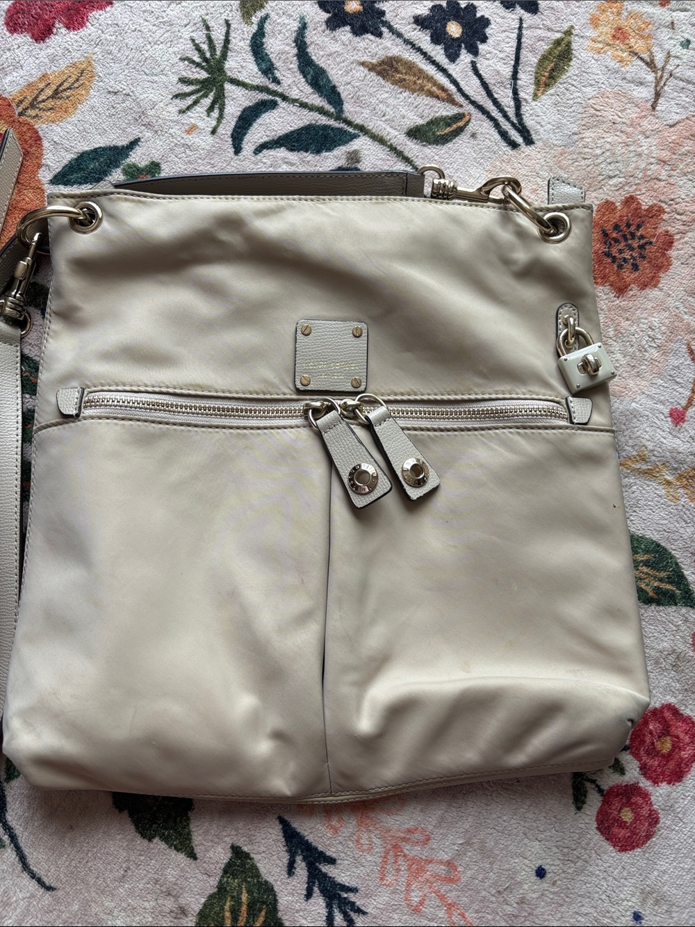 Henri Bendel Cream Leather Crossbody Handbag